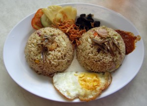 Pineapple fried rice with crispy fish
