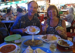 Enjoying a meal with Canadians Ted and Marilyn
