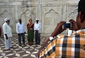 Photo op outside the Taj Mahal