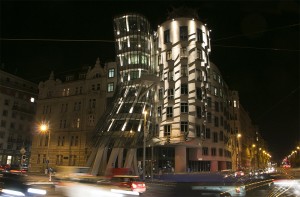 Dancing House at night