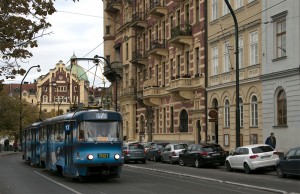 Blue tram